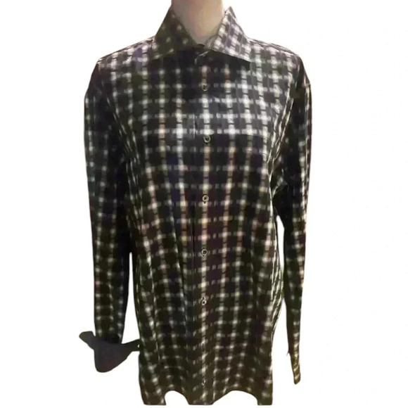 Bugatchi mens shirt large. Geometric design. 100% cotton - Picture 1 of 11